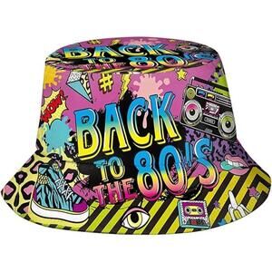 Fashion 80s Bucket Hat Outdoor Summer Beach Packable Sun Cap